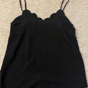 Monteau Black Scalloped neck tank